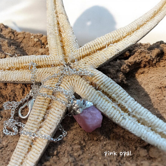 pink opal quartz necklace